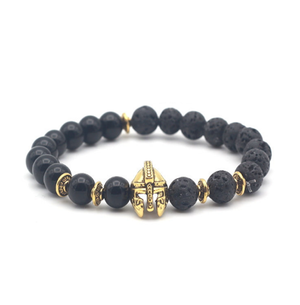 Brotherhood Collection Ancient/Glossy Black Stone Gold Series Bracelet