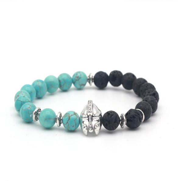 Brotherhood Collection Ancient Black/Turquoise Stone Silver Series Bracelet