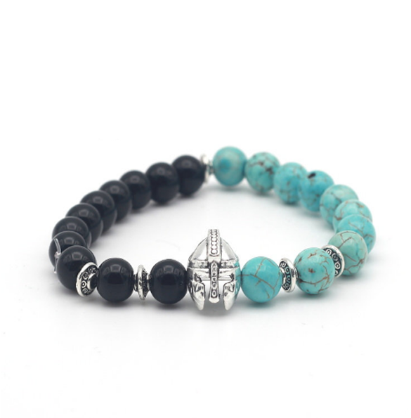 Brotherhood Collection Black/Turquoise Stone Silver Series Bracelet