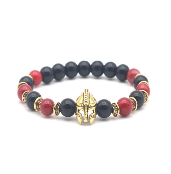Brotherhood Collection Black/Spartan Red Stone Gold Series Bracelet