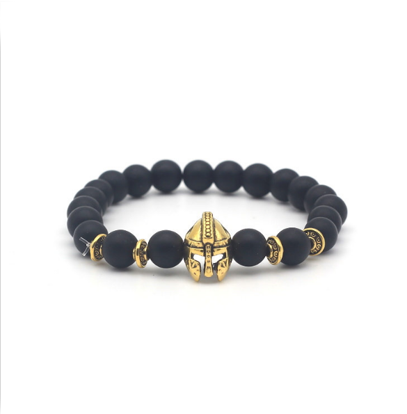 Brotherhood Collection Matte Black Stone Gold Series Bracelet