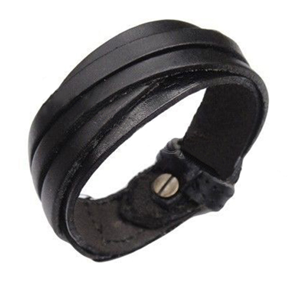 Leather Collection Rugged Warrior Edition Black Bracelet