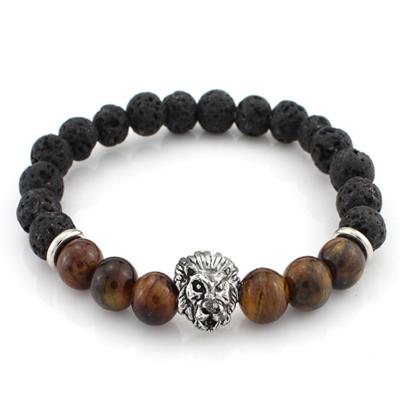 King of the Jungle Collection Ancient Black/Warrior Eye Stone Silver Series Bracelet