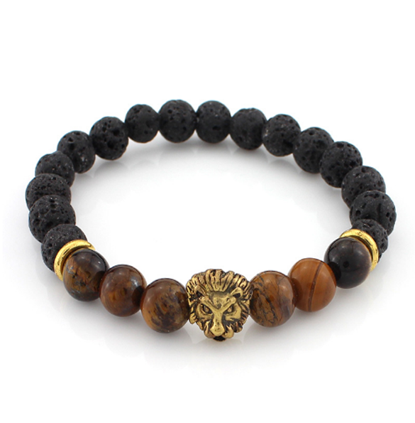 King of the Jungle Collection Ancient Black/Warrior Eye Stone Gold Series Bracelet
